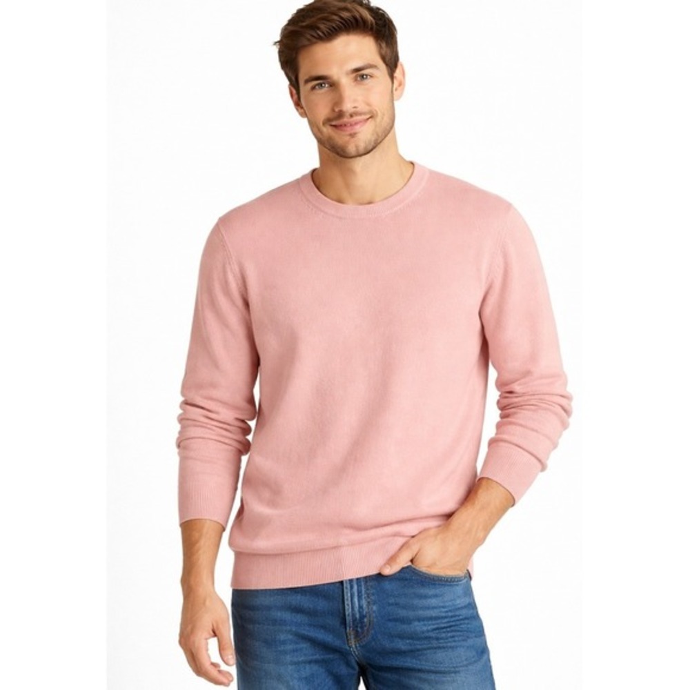 J. Crew Factory Crewneck Sweater Tee Men Size XL Heather Pink Cotton Preppy NWT